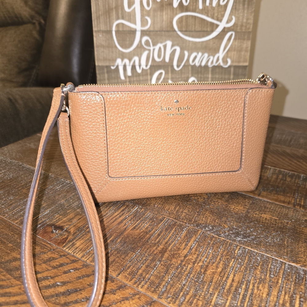 Kate Spade Tan Pebbled Leather Clutch